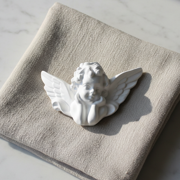 Anjo de cerâmica perfumada com íman para lembranças personalizadas de eventos.
