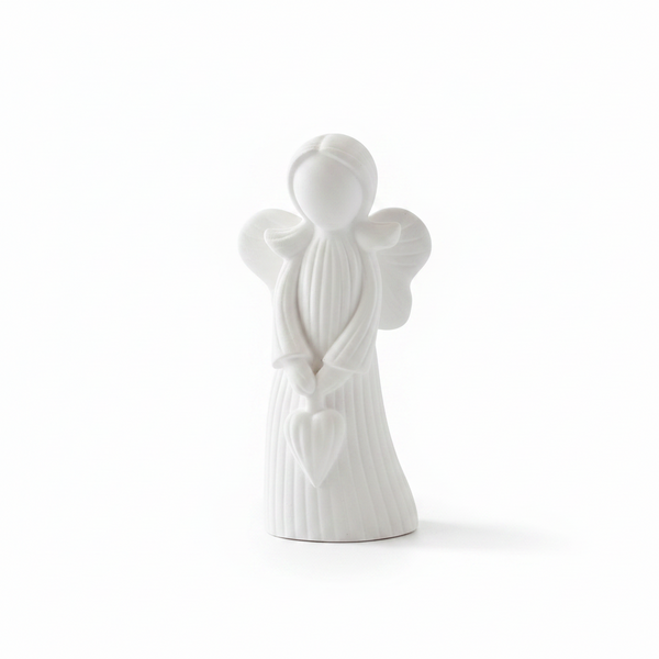 Anjo de cerâmica perfumada artesanal com aroma de talco, para perfumar e decorar interiores.