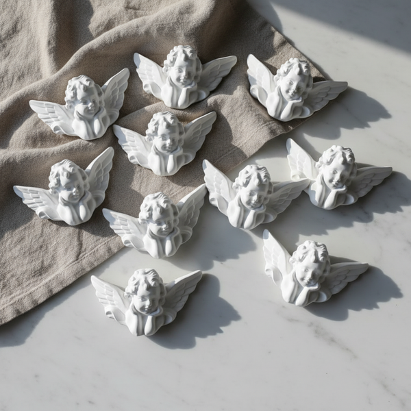 Anjos de cerâmica perfumada com íman para lembranças personalizadas de eventos.