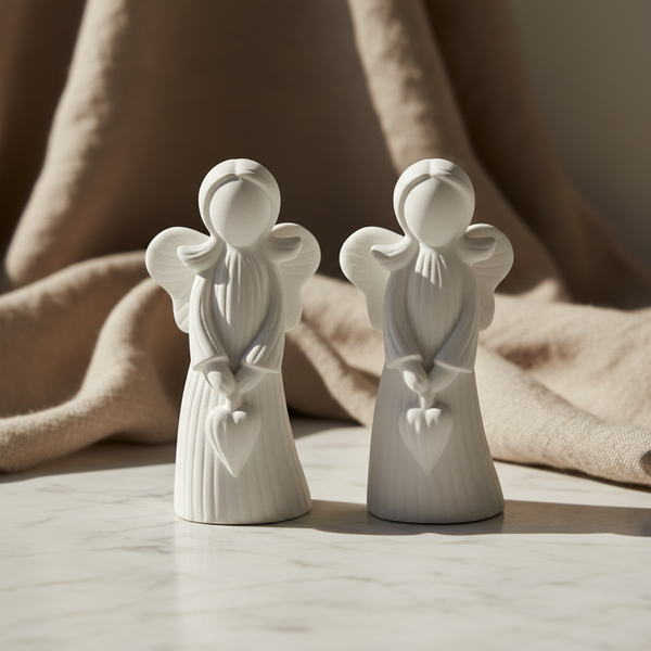 Anjos de cerâmica perfumada artesanal com aroma de talco, para perfumar e decorar interiores.