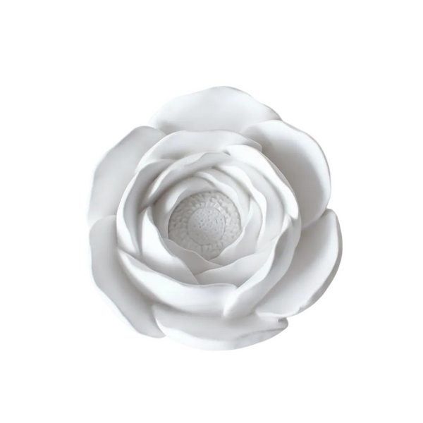 Flor camélia gigante de cerâmica perfumada, para pousar ou pendurar na parede; decoração de interiores; ambientador ecológico artesanal.