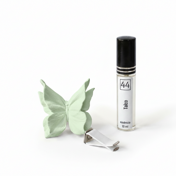 Ambientador para carro de cerâmica perfumada em forma de borboleta da 44, com fragrância de talco.