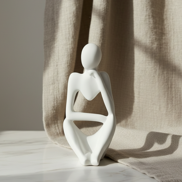 Estatueta abstrata em cerâmica artesanal da 44 para decoração de interiores em estilo contemporâneo.