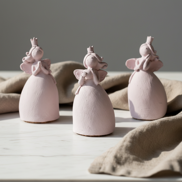 Fadinhas de cerâmica perfumada artesanal da 44 em rosa pastel, com aroma de talco, para perfumar e decorar interiores.