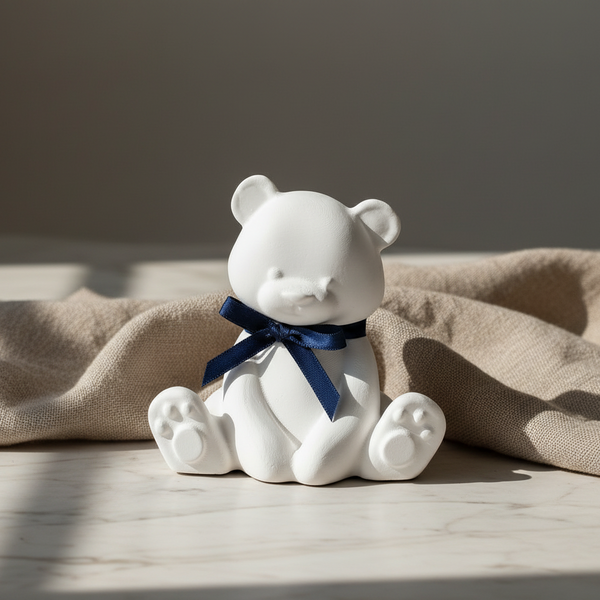 Urso Teddy de cerâmica perfumada artesanal da 44 com aroma de talco, para perfumar e decorar interiores.