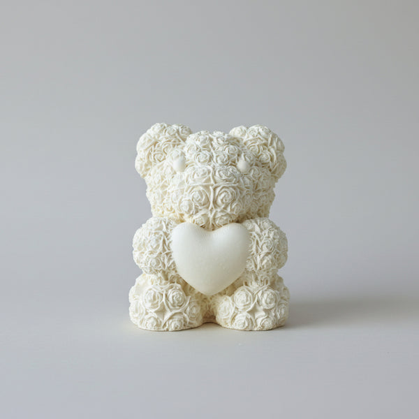 Urso de rosas pequeno com coração, de cerâmica perfumada, para decoração de interiores ou para oferecer.