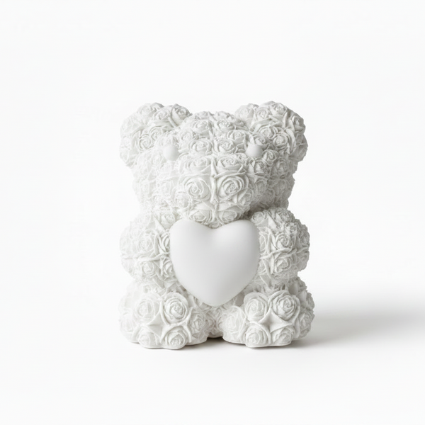 Urso de rosas de cerâmica perfumada, para decoração de interiores; urso com coração; ambientador ecológico artesanal.