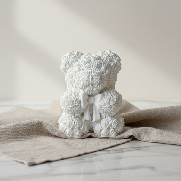 Urso de rosas de cerâmica perfumada, para decoração de interiores; urso com laço; ambientador ecológico artesanal.