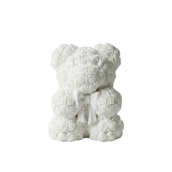 Urso de Rosas Gigante de cerâmica perfumada artesanal da 44 com aroma de talco, para perfumar e decorar interiores.